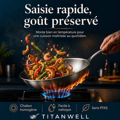 Wok 100% Titane Pur (28 cm) — TITANWELL®